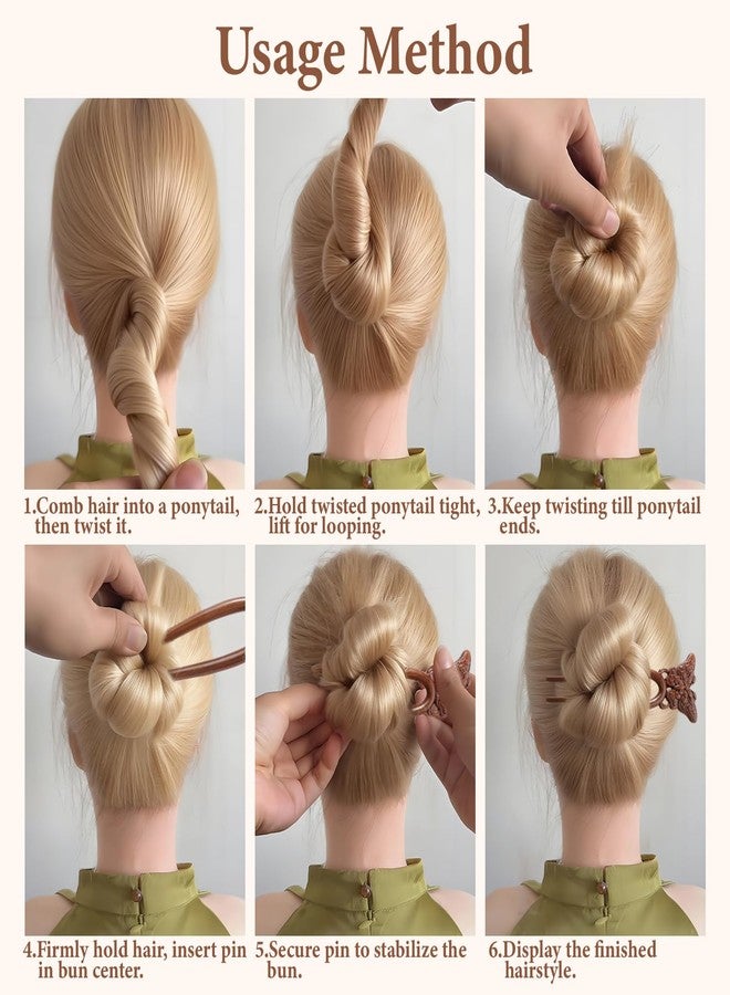 CUBACO 2 PCS Wooden Hair Sticks French Twist Hair Pins for Women Handmade Butterfly Wood Hair Forks Hair Sticks for Buns Vintage Chinese Hair Pins for Long Thick Hair Women Chignon Bun Updo Hairstyle - Image 4